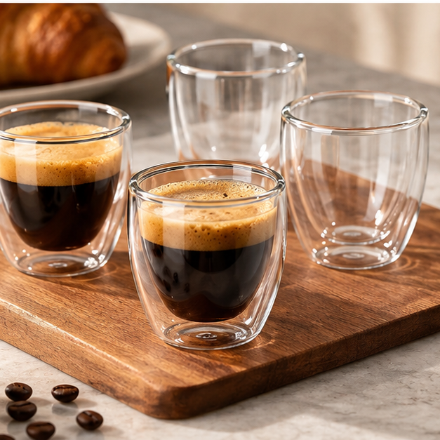 DAILYMERO® Handle-Free Espresso Cup – A Curved Profile for Small Coffee Rituals