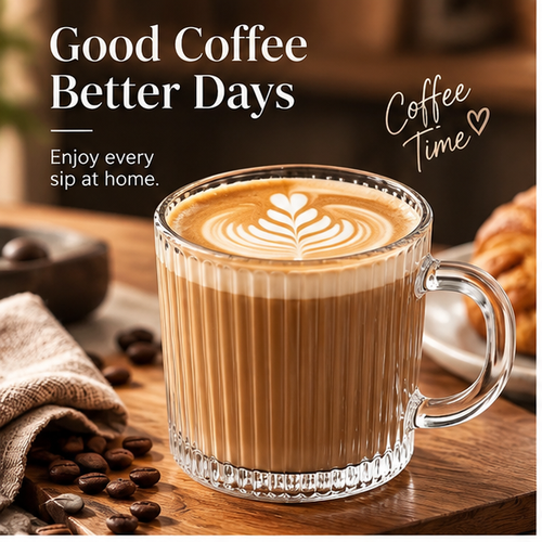 DAILYMERO® Ribbed Coffee Mug – An Upright Profile with a Rounded Handle