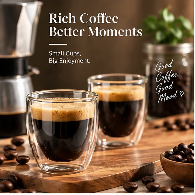 DAILYMERO® Handle-Free Espresso Cup – A Curved Profile for Small Coffee Rituals