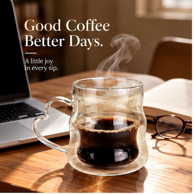 DAILYMERO® Heart Handle Coffee Mug – A Playful Accent for Desk Breaks