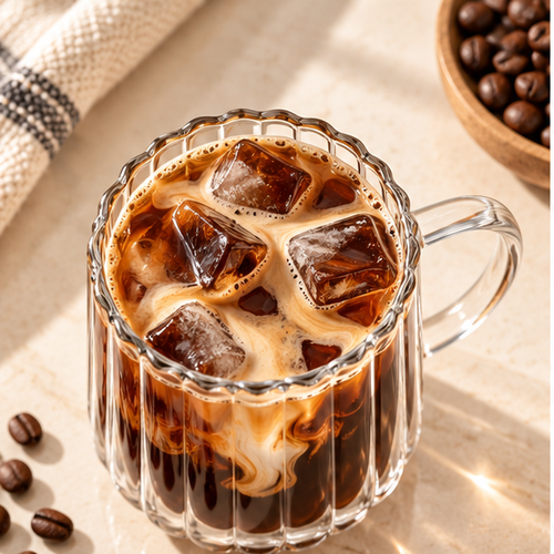 DAILYMERO® Ribbed Glass Coffee Mug A Better-Looking Cup for Everyday Coffee.