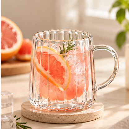 DAILYMERO® Ribbed Glass Coffee Mug A Better-Looking Cup for Everyday Coffee.