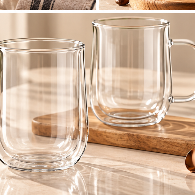 DAILYMERO® Double-Wall Glass Coffee Mug Clear Design. Better Coffee Moments.