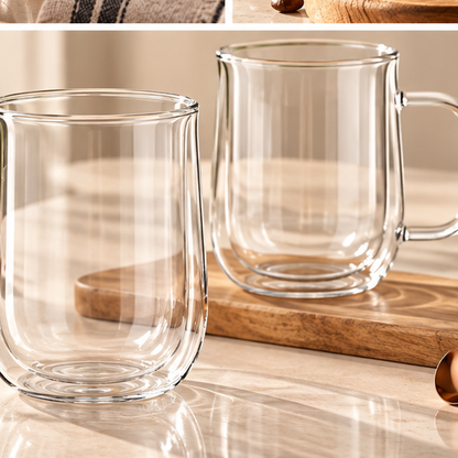 DAILYMERO® Double-Wall Glass Coffee Mug Clear Design. Better Coffee Moments.