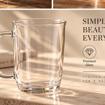 DAILYMERO® Classic Clear Latte Mug – A Tall Profile for Morning Coffee