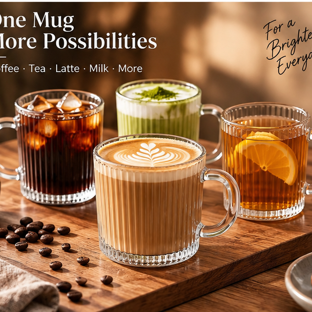 DAILYMERO® Ribbed Coffee Mug – An Upright Profile with a Rounded Handle